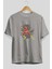 The Flash Ön Baskılı Gri Oversize T-Shirt Unisex Erkek Kadın Bisiklet Yaka 2
