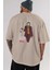 Joker (11) Arka Baskılı Bej Oversize T-Shirt Bisiklet Yaka Pamuk Erkek Kadın 5
