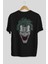 Joker (1) Arka Baskılı Siyah Oversize T-Shirt Bisiklet Yaka Pamuk Erkek Kadın 2