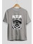 Freedom Is Not Free 2 Ön Baskılı Gri Oversize T-Shirt Unisex Erkek Kadın Bisiklet Yaka 2
