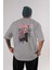 Yuno Gasai 5 Anime Arka Baskılı Gri Oversize T-Shirt %100 Pamuk Erkek Kadın 1