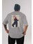 Yuuji Itadori 1 Anime Arka Baskılı Gri Oversize T-Shirt %100 Pamuk Erkek Kadın 1