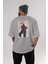Yuuji Itadori 1 Anime Arka Baskılı Gri Oversize T-Shirt %100 Pamuk Erkek Kadın 4