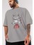 Saboonepiece Anime Ön Baskılı Gri Oversize T-Shirt %100 Pamuk Erkek Kadın 3