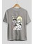 Waifu Pushup Anime Ön Baskılı Gri Oversize T-Shirt %100 Pamuk Erkek Kadın 2