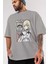 Waifu Pushup Anime Ön Baskılı Gri Oversize T-Shirt %100 Pamuk Erkek Kadın 3