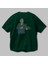 Mafia Arka Baskılı Zümrüt Yeşili Oversize T-Shirt Unisex Erkek Kadın Bisiklet Yaka 3