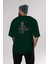 Mafia Arka Baskılı Zümrüt Yeşili Oversize T-Shirt Unisex Erkek Kadın Bisiklet Yaka 5