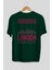 London Arka Baskılı Zümrüt Yeşili Oversize T-Shirt Unisex Erkek Kadın Bisiklet Yaka 2