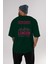 London Arka Baskılı Zümrüt Yeşili Oversize T-Shirt Unisex Erkek Kadın Bisiklet Yaka 5