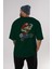 Mario Bros Arka Baskılı Zümrüt Yeşili Oversize T-Shirt Unisex Erkek Kadın Bisiklet Yaka 5