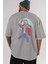 Kylo Mcfly Arka Baskılı Gri Oversize T-Shirt Unisex Erkek Kadın Bisiklet Yaka 3