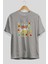 Love Yourself Yazılı Ön Baskılı Gri Oversize T-Shirt Unisex Erkek Kadın Bisiklet Yaka 2