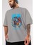 Jinbei Anime Ön Baskılı Gri Oversize T-Shirt %100 Pamuk Erkek Kadın 3