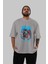 Jinbei Anime Ön Baskılı Gri Oversize T-Shirt %100 Pamuk Erkek Kadın 5