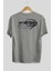 Hotrod Arka Baskılı Gri Oversize T-Shirt Unisex Erkek Kadın Bisiklet Yaka 2