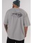 Hotrod Arka Baskılı Gri Oversize T-Shirt Unisex Erkek Kadın Bisiklet Yaka 5