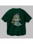 Hadouken Arka Baskılı Zümrüt Yeşili Oversize T-Shirt Unisex Erkek Kadın Bisiklet Yaka 3