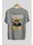 Teddy Bear Romance Superior Arka Baskılı Gri Oversize T-Shirt Unisex Erkek Kadın Bisiklet Yaka 2