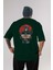 Kill For Food Arka Baskılı Zümrüt Yeşili Oversize T-Shirt Unisex Erkek Kadın Bisiklet Yaka 1
