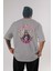 Gigante Fleur Anime Arka Baskılı Gri Oversize T-Shirt %100 Pamuk Erkek Kadın 1