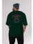 Happiness Bear Arka Baskılı Zümrüt Yeşili Oversize T-Shirt Unisex Erkek Kadın Bisiklet Yaka 5