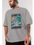 Luther King Jr Rambo Ön Baskılı Gri Oversize T-Shirt Unisex Erkek Kadın Bisiklet Yaka 3