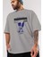 Pray For The Future Ön Baskılı Gri Oversize T-Shirt Unisex Erkek Kadın Bisiklet Yaka 3