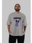 Pray For The Future Ön Baskılı Gri Oversize T-Shirt Unisex Erkek Kadın Bisiklet Yaka 5