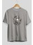 Punisher Ön Baskılı Gri Oversize T-Shirt Unisex Erkek Kadın Bisiklet Yaka 2
