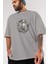 Punisher Ön Baskılı Gri Oversize T-Shirt Unisex Erkek Kadın Bisiklet Yaka 3