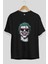 Joker 1 Ön Baskılı Siyah Oversize T-Shirt Bisiklet Yaka Erkek Kadın 2
