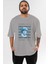 Nobody Understand Ön Baskılı Gri Oversize T-Shirt Unisex Erkek Kadın Bisiklet Yaka 1