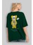 Be Happy Bear Arka Baskılı Zümrüt Yeşili Oversize T-Shirt Unisex Erkek Kadın Bisiklet Yaka 4