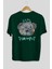 Done With It Bear Arka Baskılı Zümrüt Yeşili Oversize T-Shirt Unisex Erkek Kadın Bisiklet Yaka 2