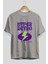 Hyper Retro Yazılı Ön Baskılı Gri Oversize T-Shirt Unisex Erkek Kadın Bisiklet Yaka 2