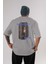 Century 1854 Yazılı Arka Baskılı Gri Oversize T-Shirt Unisex Erkek Kadın Bisiklet Yaka 1