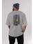 Century 1854 Yazılı Arka Baskılı Gri Oversize T-Shirt Unisex Erkek Kadın Bisiklet Yaka 4