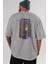 Century 1854 Yazılı Arka Baskılı Gri Oversize T-Shirt Unisex Erkek Kadın Bisiklet Yaka 5