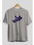 Having Fun In Outer Space Ön Baskılı Gri Oversize T-Shirt Unisex Erkek Kadın Bisiklet Yaka 2