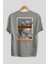 Brooklyn Street Arka Baskılı Gri Oversize T-Shirt Unisex Erkek Kadın Bisiklet Yaka 2