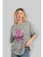 Cool Style Bear Ön Baskılı Gri Oversize T-Shirt Unisex Erkek Kadın Bisiklet Yaka 4