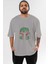 Boba Fett Ön Baskılı Gri Oversize T-Shirt Unisex Erkek Kadın Bisiklet Yaka 1