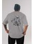 First Order Arka Baskılı Gri Oversize T-Shirt Unisex Erkek Kadın Bisiklet Yaka 1