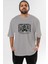 Bear Sadness 2 Ön Baskılı Gri Oversize T-Shirt Unisex Erkek Kadın Bisiklet Yaka 1
