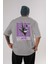 Criminal Damage 2 Arka Baskılı Gri Oversize T-Shirt Unisex Erkek Kadın Bisiklet Yaka 1