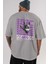 Criminal Damage 2 Arka Baskılı Gri Oversize T-Shirt Unisex Erkek Kadın Bisiklet Yaka 5