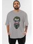 Why So Serious Ön Baskılı Gri Oversize T-Shirt Unisex Erkek Kadın Bisiklet Yaka 1