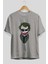 Why So Serious Ön Baskılı Gri Oversize T-Shirt Unisex Erkek Kadın Bisiklet Yaka 2