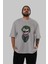 Why So Serious Ön Baskılı Gri Oversize T-Shirt Unisex Erkek Kadın Bisiklet Yaka 5